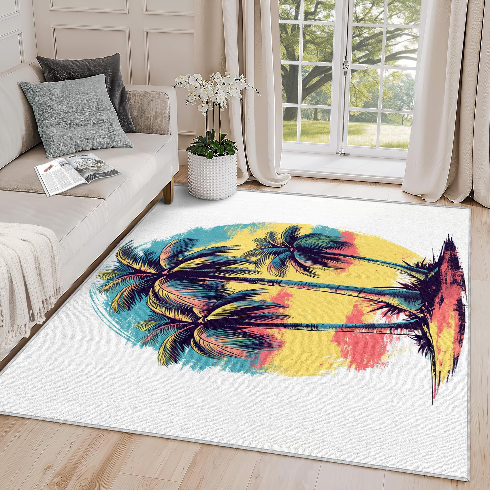 Amazon.com: Yoozitrees 4x5 Rug, Tropical Rug, Palm Tree Rugs for