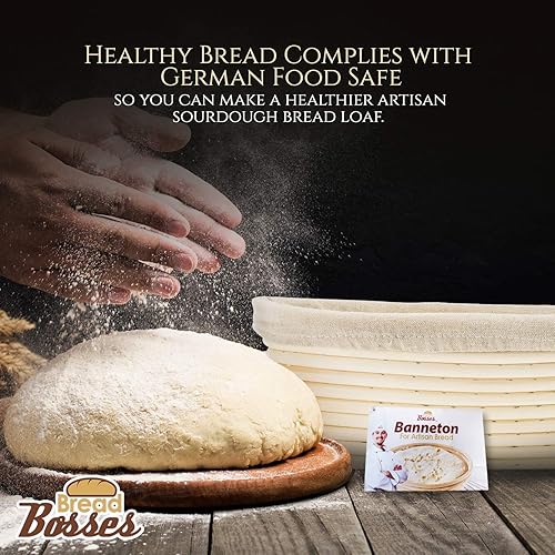 Miniatura 9 de Bread Bakers Lame - Herramienta para cortar pan y cesta ovalada a prueba de Banneton, cestas de 10 pulgadas y cesta de pan de 9 pulgadas