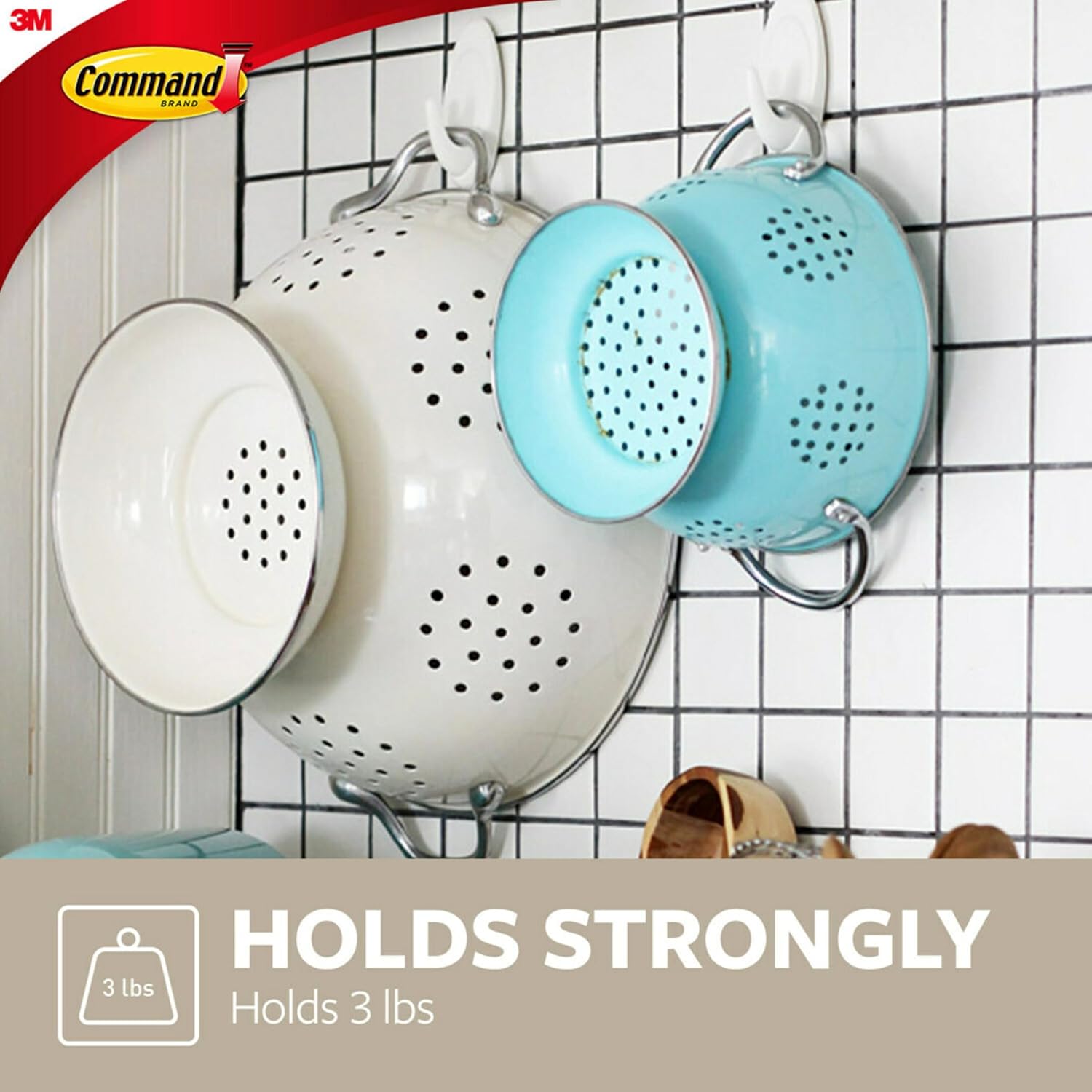 Command Medium White Designer Hooks, 2 Hooks, 4 Strips