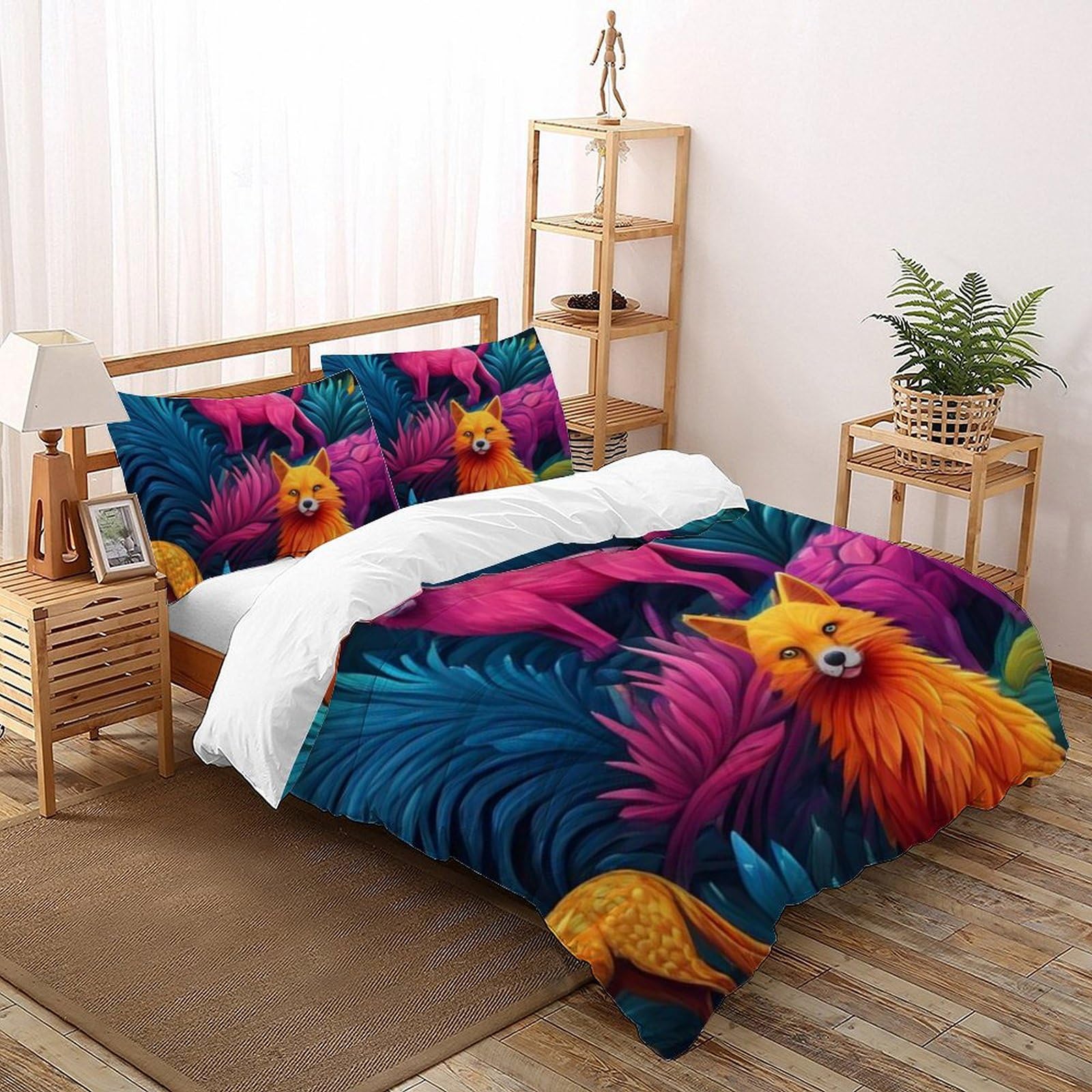 Housse de couette microfibre animaux pour grand lit enfants facile à laver 260x220