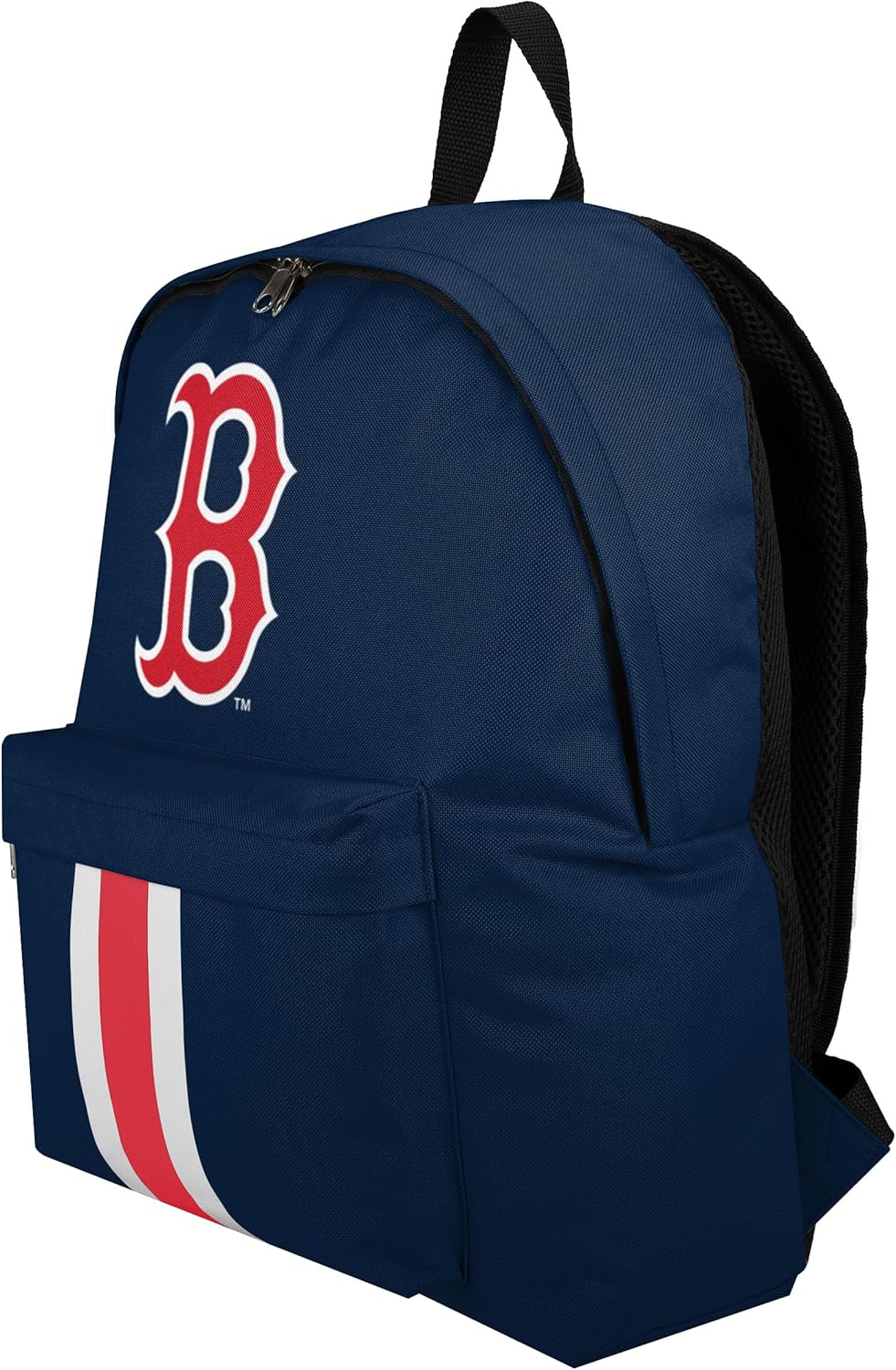FOCO MLB Officially Licensed Team Color Primary Logo Solid Stripe Baseball School Bag Travel Backpack - Boston Red Sox - Navy