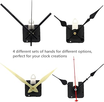 TIKROUND 12888 Quartz DIY Wall Clock Movement Mechanism Repair Parts Replacement Kit Sweep Silent Movement,13mm (1/2 Inch) Maximum Dial Thickness, 23mm (29/32 Inch) Total Shaft Length.(Black Hand)