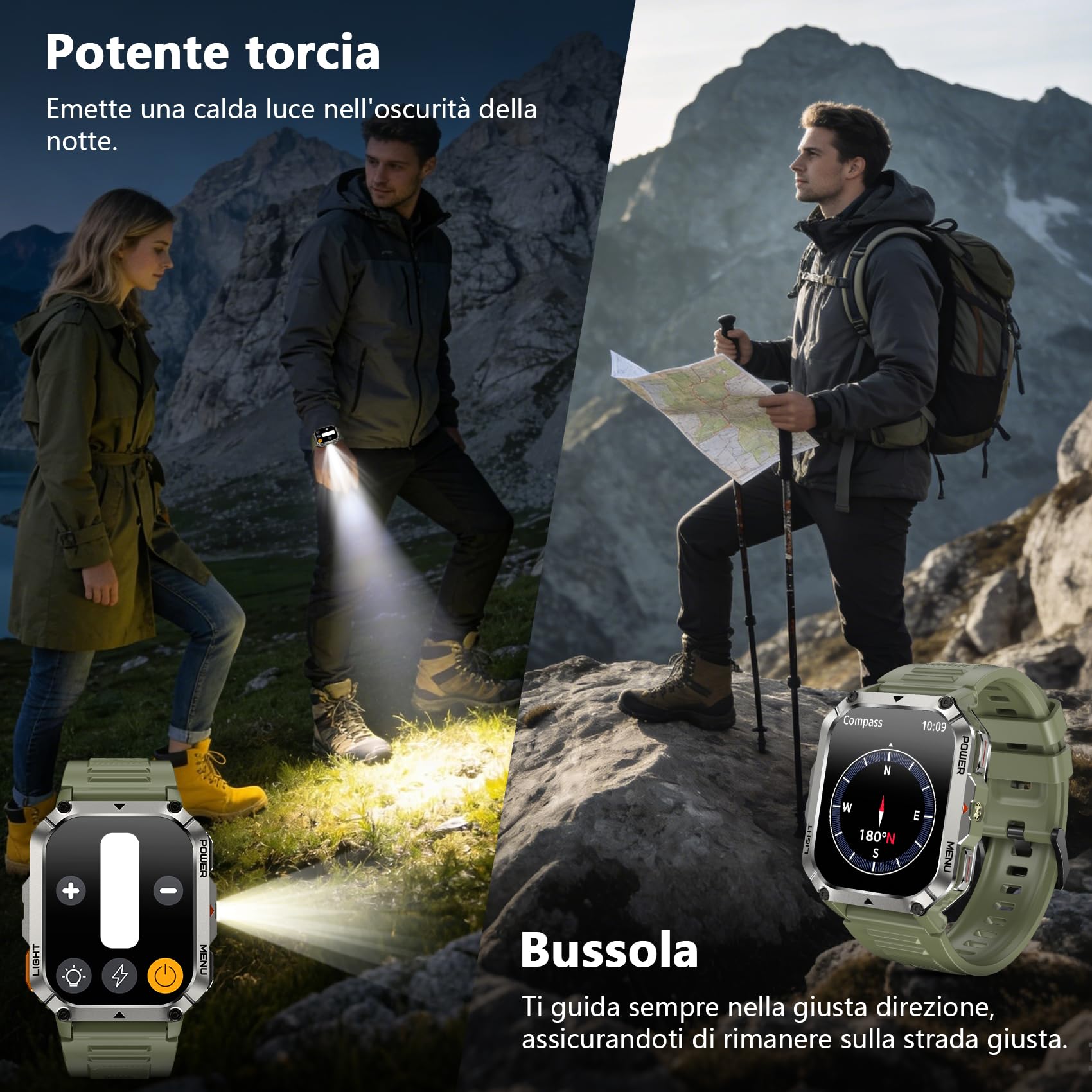 Blackview Smartwatch Uomo, 2.01" Smartwatch Militare Uomo Fitness con Chiamate Bluetooth Orologio Intelligente 115+ Modalità Sportive/900 mAh/Sonno/Cardiofrequenzimetro/Torcia/Bussola per Android IOS