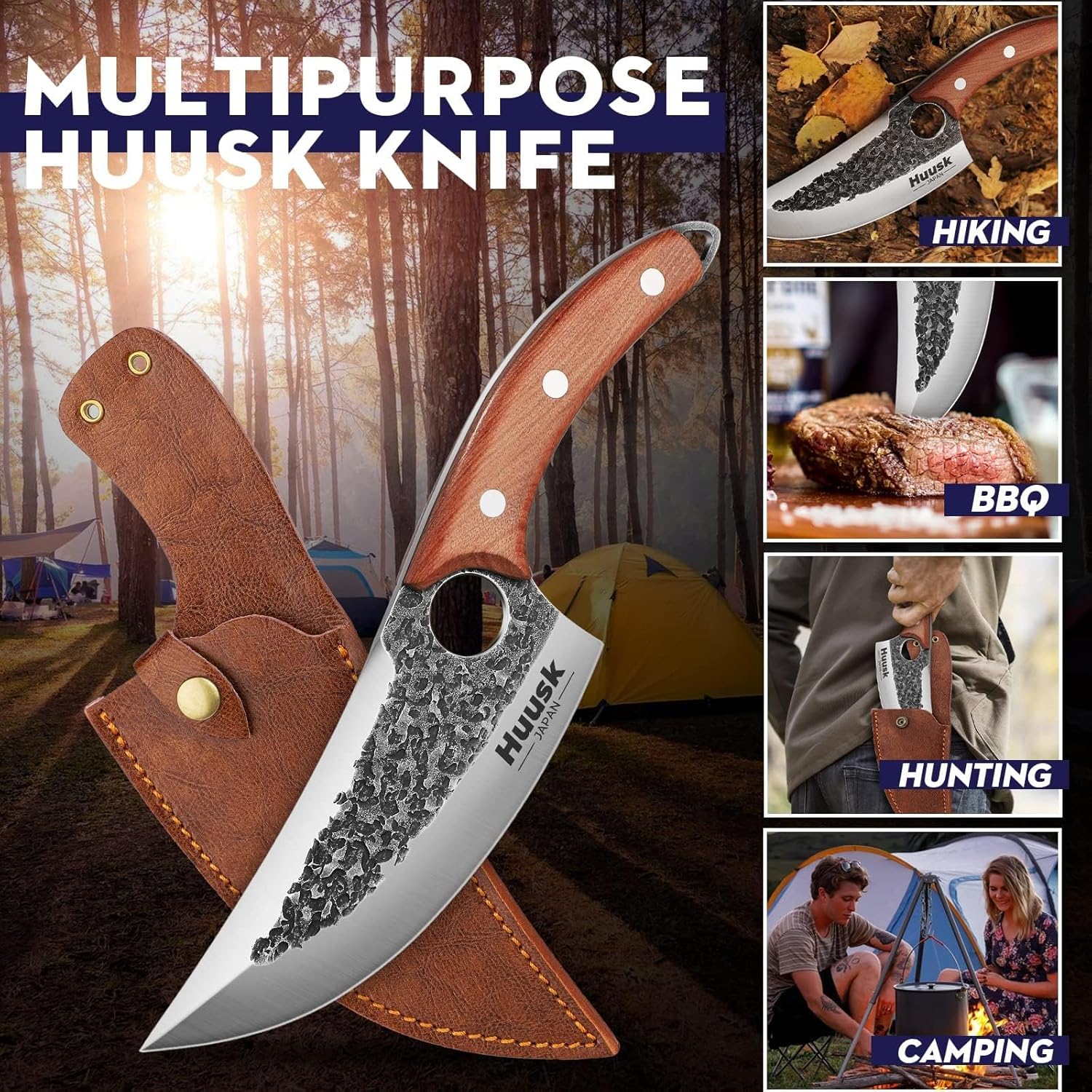 Huusk Chef Knives, Upgraded Viking Knife with Sheath Hand Forged Butcher Knife for Meat Cutting, Sharp Meat Cleaver for Kitchen and Outdoor, Gift for Men and Women - Image 6