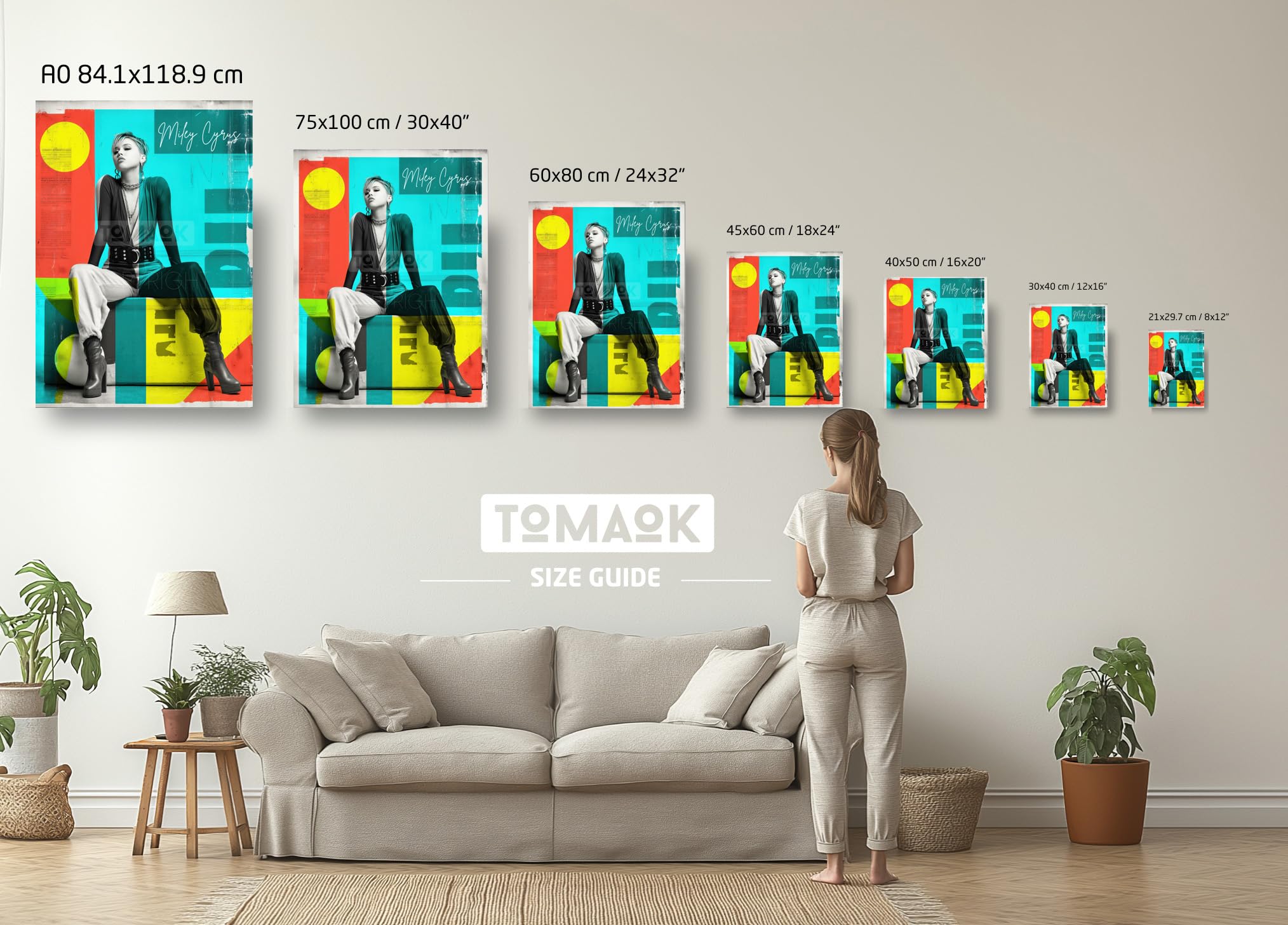 Tomaok - Poster Miley Cyrus (cornice non fornita) - Decorazione da parete - Collage artistico Pop Rock, Cantante, Musica, Concerto
