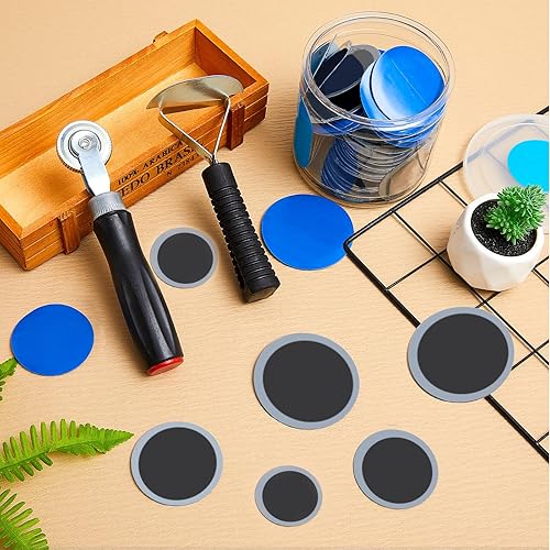 Miniatura 4 de Tallew 100 parches de neumáticos de 5 tamaños de goma radial de reparación de neumáticos, kit de tapones de reparación de emergencia resistente para