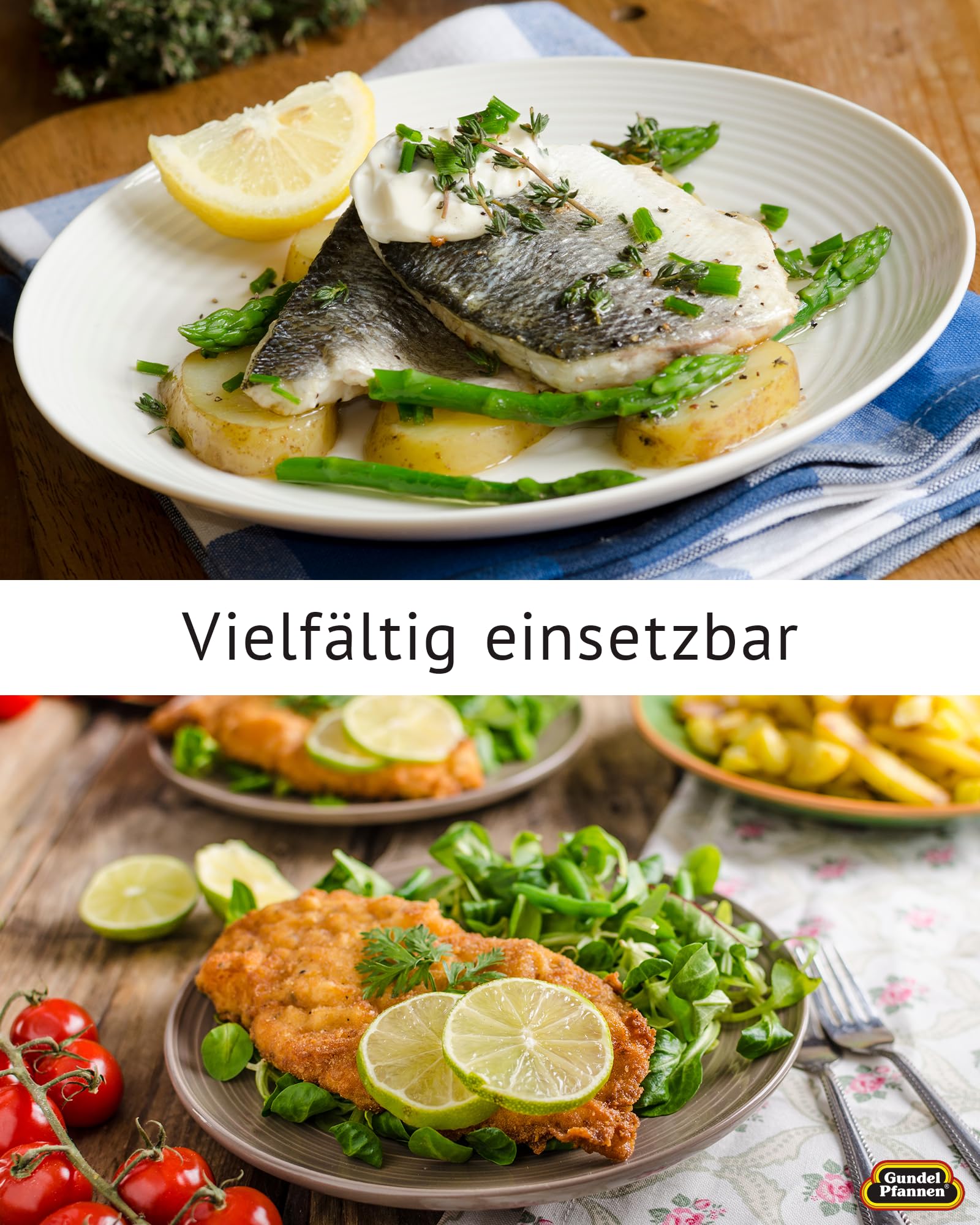 Original Gundel GUSS-FISCHPFANNE INDUKTION flach, 35 x 24 cm, Höhe 5 cm, Titan-Keramik-Oberfläche, abnehmbarer Stiel