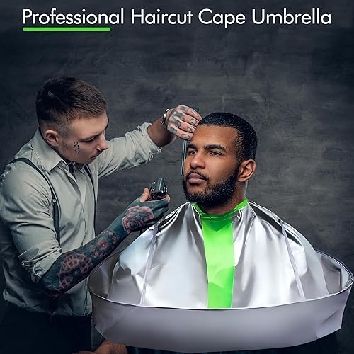 Miniatura 6 de Wsevinn Capas de corte de pelo para adultos, capa de corte de pelo profesional, paraguas impermeable, capa de peluquería para peluquería, con 1