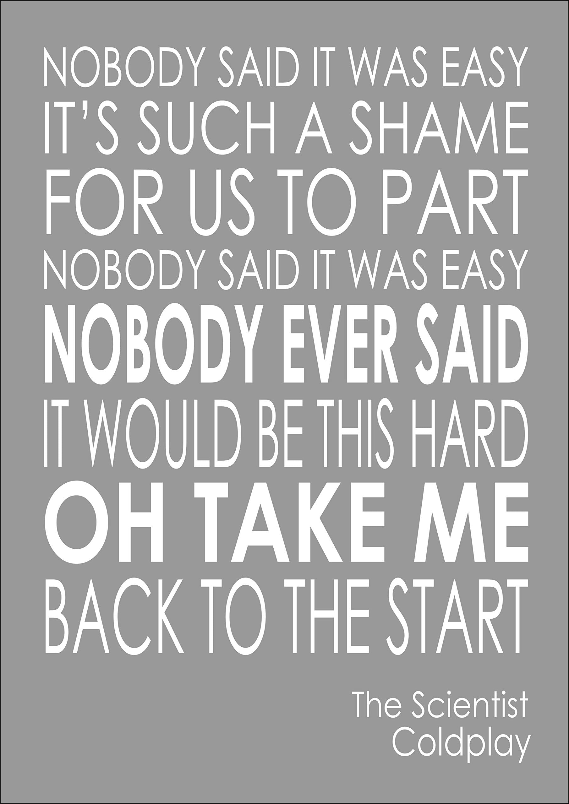 Coldplay - The Scientist - Lyrics Words - Print Poster A4