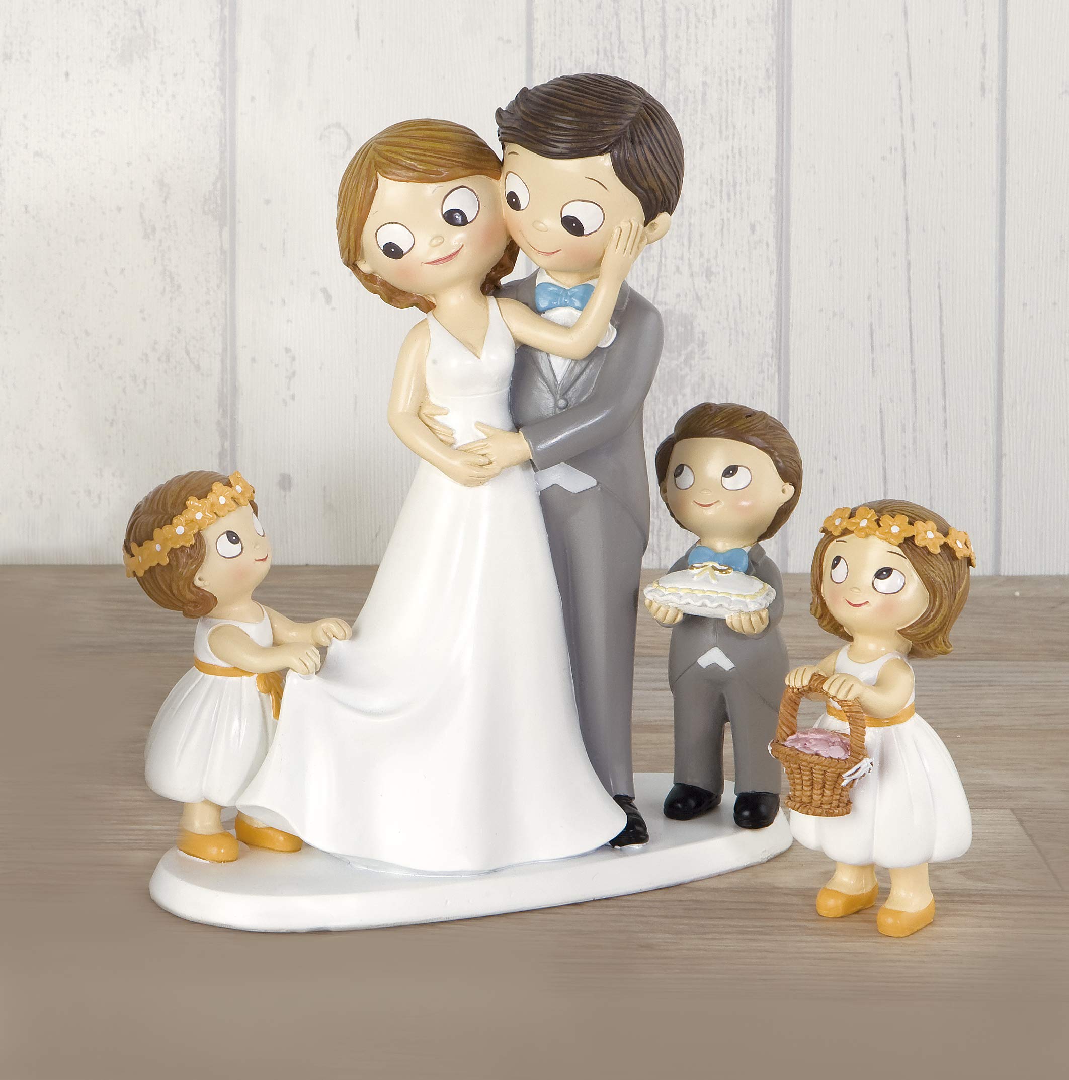 Mopec Figura Pastel de boda Novios E Hija Poliresina Gris 8,6 x 18,8 x 21,4 cm