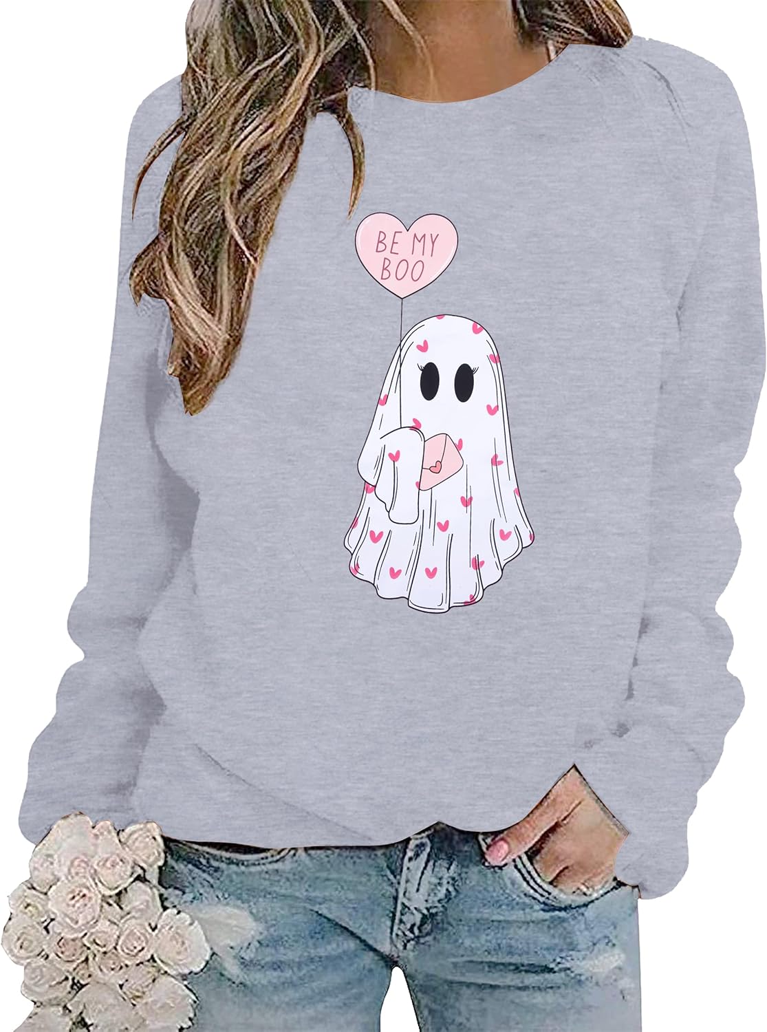 ASTANFY Valentine's Day Sweatshirt Valentines Shirt Women Be My Boo Shirt Valentines Gifts Long Sleeve Tee Tops - Image 4