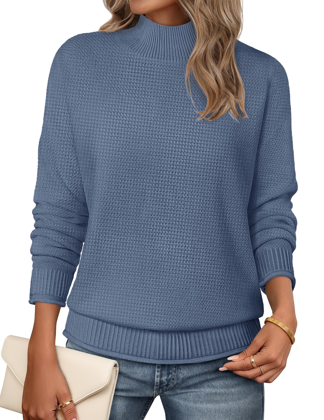 MEROKEETY Womens Turtleneck Long Sleeve Fall Cozy Knit Sweater 2026 Trendy | Loose Pullover, Ribbed Hem, Solid Color, Drop Shoulder, Casual Jumper Top, Cozy Outfits, Fall Fashion, Warm Winter Clothing