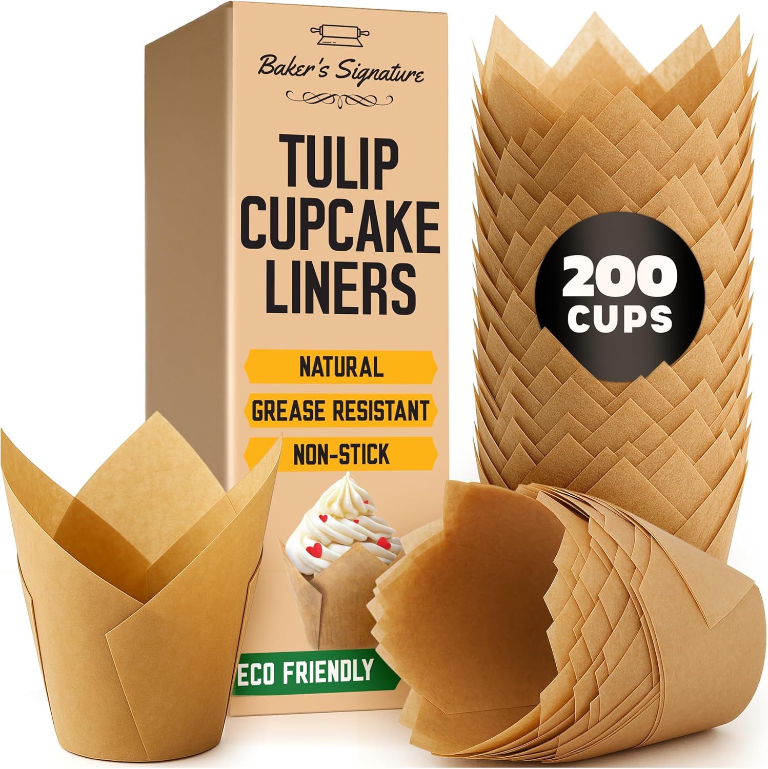 Tulip Cupcake Liners, Muffin Liners for Baking by Baker's Signature