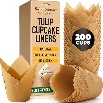Tulip Cupcake Liners, Muffin Liners for Baking by Bakers Signature