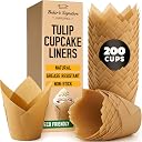 Tulip Cupcake Liners, Muffin Liners for Baking by Baker’s Signature – 200pcs of Parchment Paper Cups Cupcake Wrappers – Perfect Size, Sturdy, Greaseproof & Easy to Use – Wedding Decor – Natural Brown