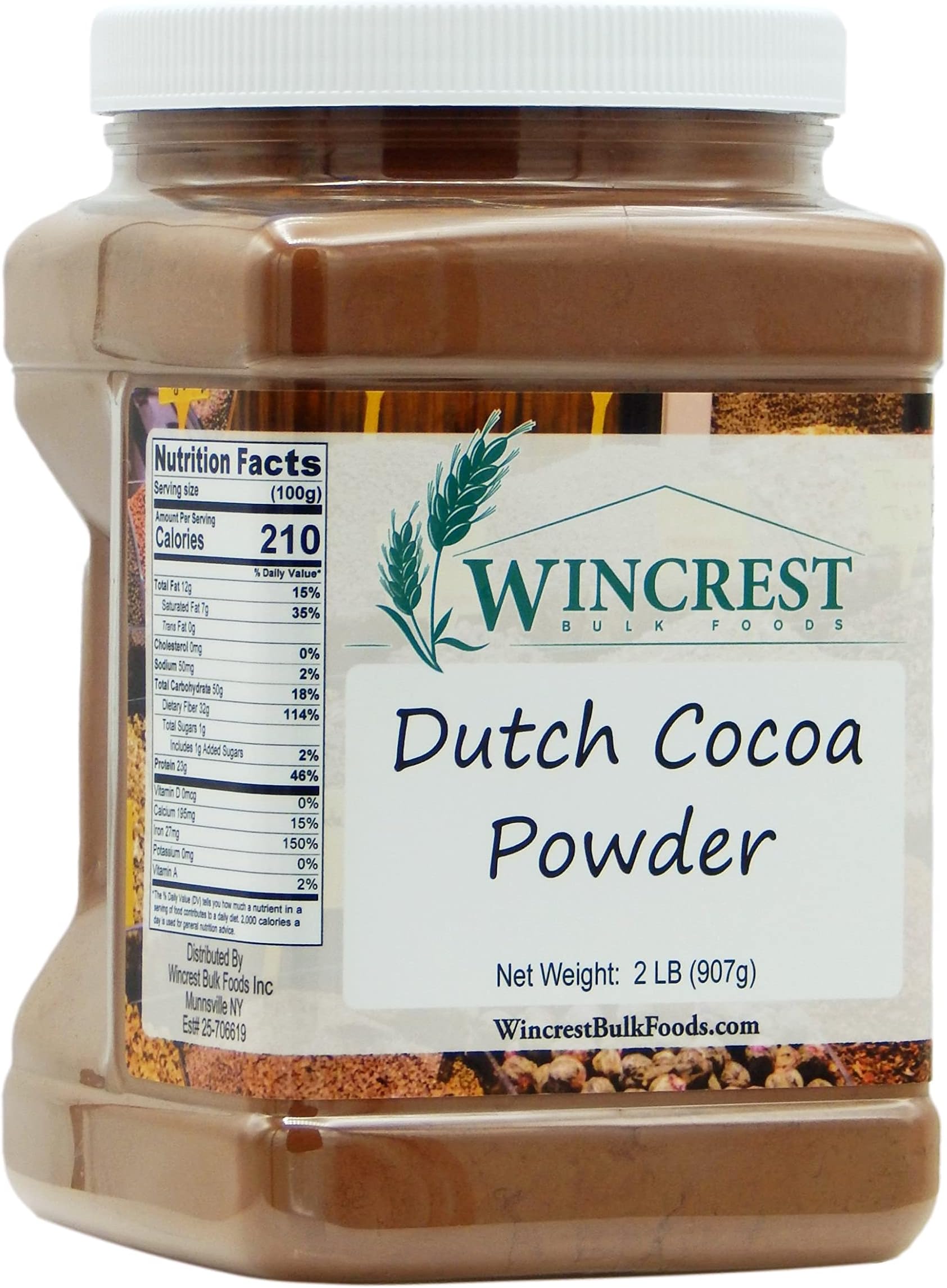 Premium Dutch Processed Cocoa Powder - 2 Lb Container by WinCrest BulkFoods