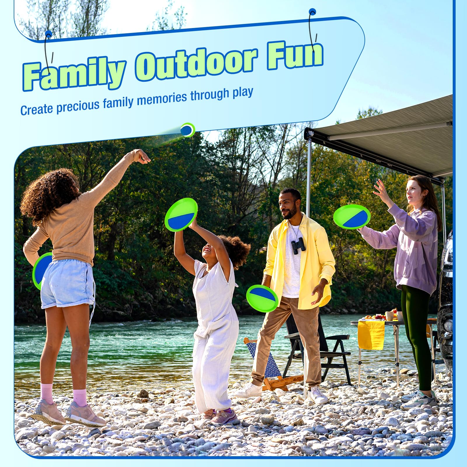 Toss and Catch Ball Game Set - Classic Kids Outdoor Indoor Activity Toys - Great Games for Beach Pool Yard Camping - Sticky Paddle Ball Toy Gift for Toddlers Boys Girls 3 4 5 6 7 8 9 10 11 12 Year Old