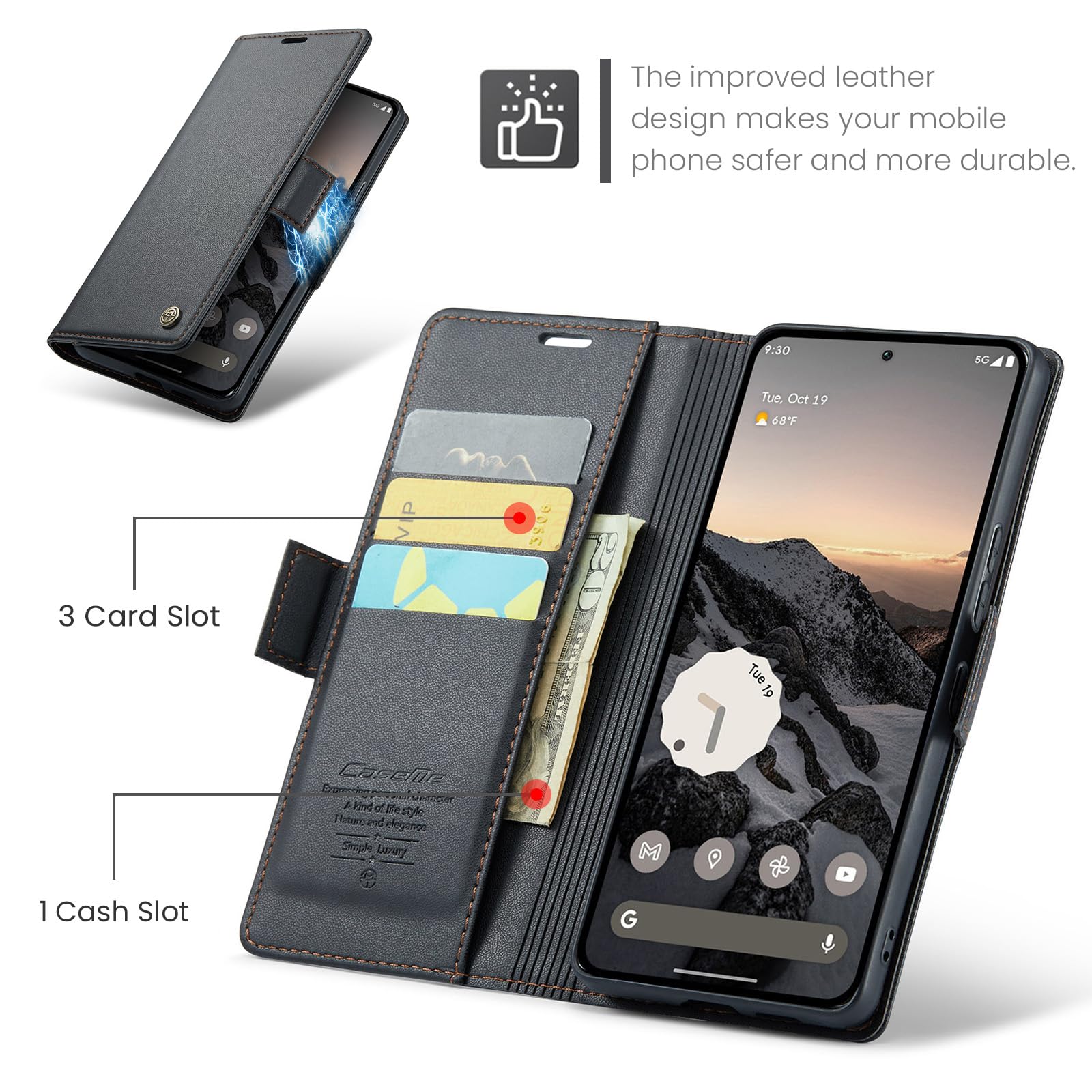 GOKEN Cover Libro per Xiaomi Redmi Note 14 Pro 4G - Custodia Portafoglio in Pelle Sintetica Magnetica con Calamita, Antiurto, Flip in Silicone Morbido - Nero