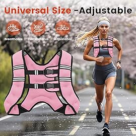 Poudee Weighted Vest, 12LB Weight Vest for Men Women, Body Weight Vests Adjustable with Reflective Stripe for Strength Training, Running, Training Workout, Jogging, Walking - 12LB, Light Pink