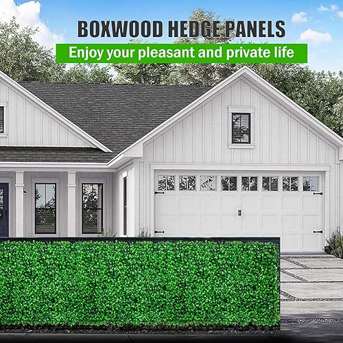 Miniatura 3 de TOPDEEP 12 paneles de boj artificiales de 24 x 16 pulgadas panel de pared de césped paneles de pared de seto de boj con protección UV adecuados para