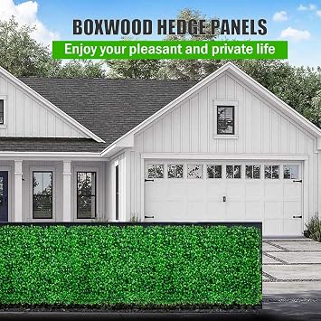 TOPDEEP 12 Pieces 24x 16 Artificial Boxwood Panel, Grass Wall Panel, Boxwood Hedge Wall Panels UV Protected Suitable for Artificial Green Wall Decor, Fence Garden Wedding Backyard Decor