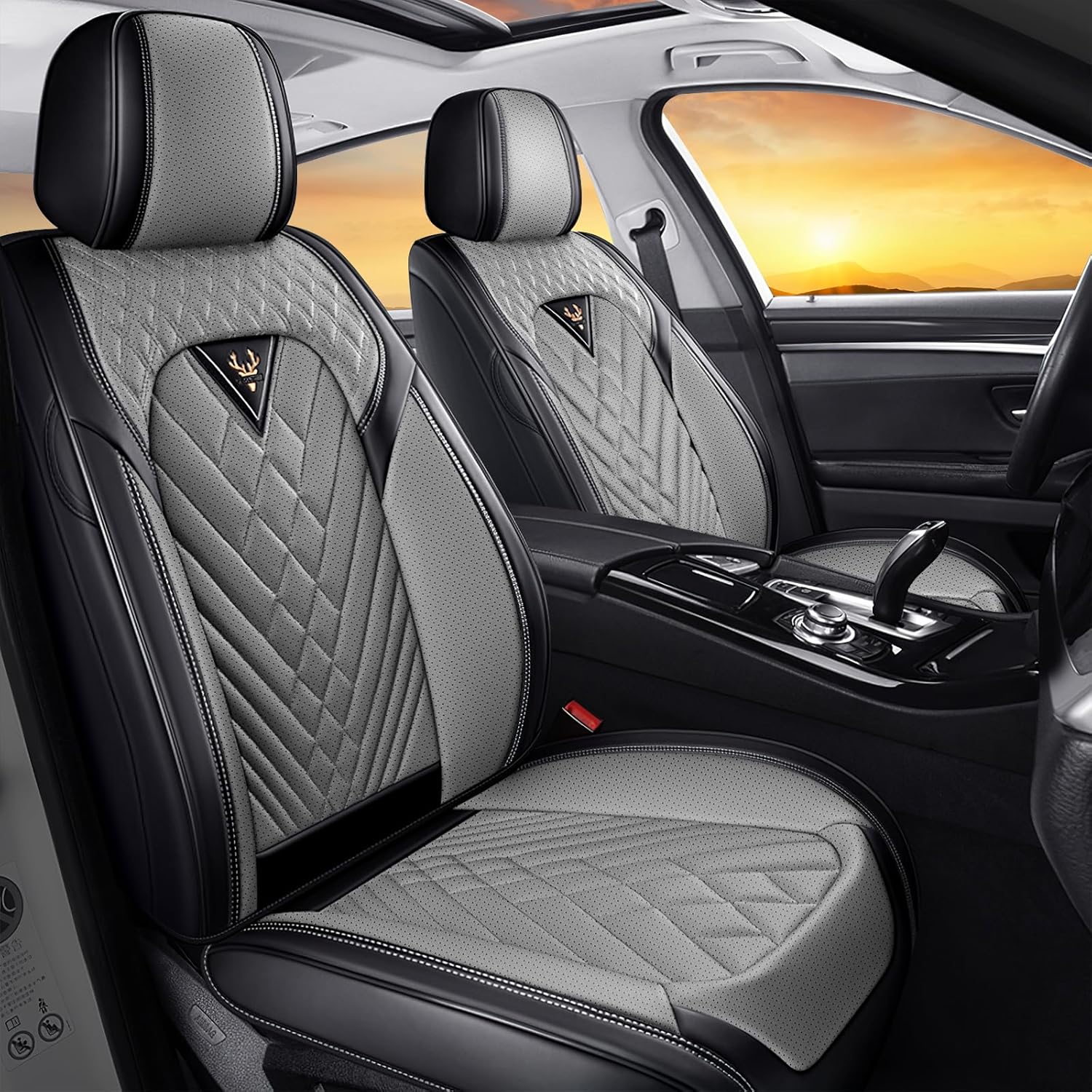 Car Seat Covers Fit for kia Soul 2010-2025, Full Coverage Customized Seat Covers, Premium Leather Waterproof Easy to Install(Black&Gray/Standard 2 Seats)