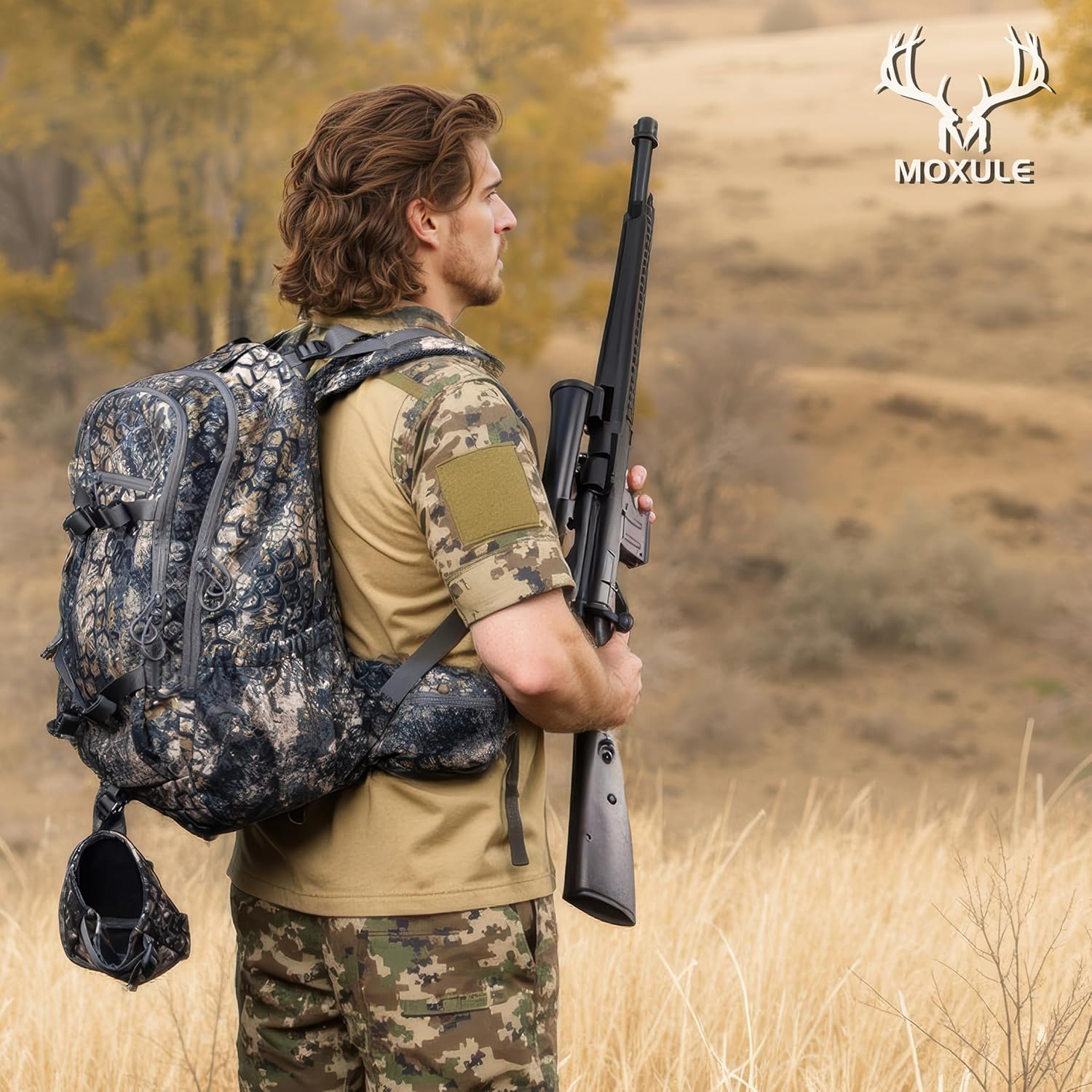 Hunting Backpack Waterproof Pack: 25L Hunting Gear with Rain Cover,Hunting Day Pack with Rifle Bow Gun Holder (Camo) - Image 6