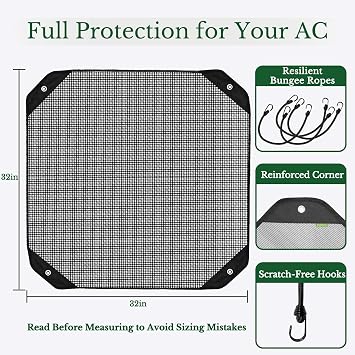 Mesh Air Conditioner Covers for Outside units - 32 x 32 Central Air Conditioner ac unit covers outdoor Top Universal Defender Mesh Design (32'' x 32'')