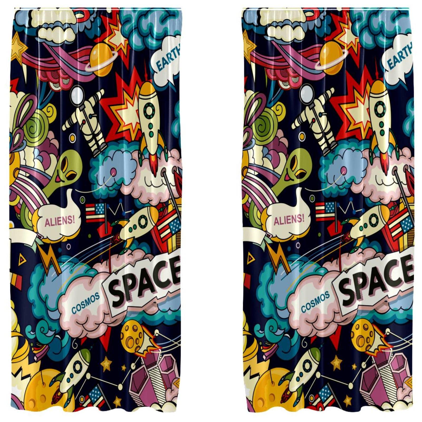 Cortinas de espacio infantil juego de 2 paneles ligeros con bolsillo de barra 55x84 pulgadas