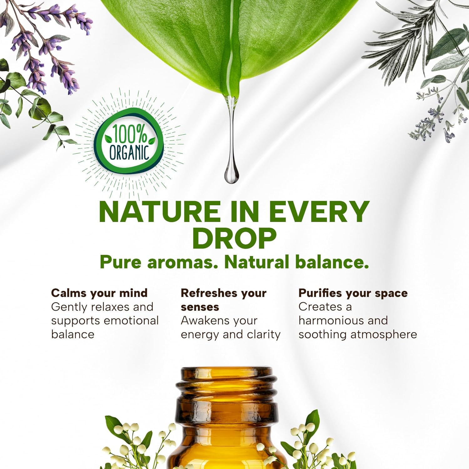 Dr. Lavender Organic Aromatherapy Oils Set - 5 Pack Plant Based Scents for Diffuser & Humidifier - Rosemary, Eucalyptus, Sage, Niaouli, Lavender - Essential Oil Kit for Home Fragrance, Relaxation