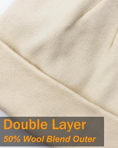 Miniatura 4 de Gorro de lana con forro de satén para mujer, gorro de invierno cálido para mujeres y hombres, suave forro de seda, gorro de calavera