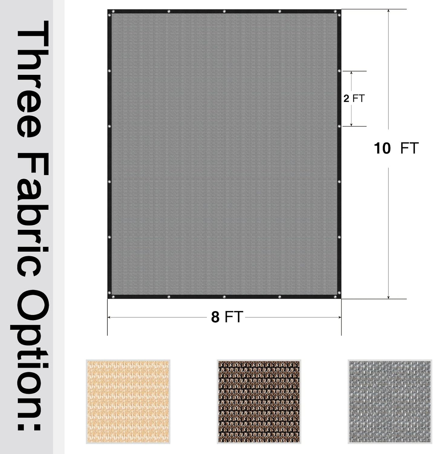 Voticky Sun Shade Cloth Shade Fabric Privacy Screen with Grommets for Patio Garden Pergola Carport Canopy Cover 8' x 10' Gray