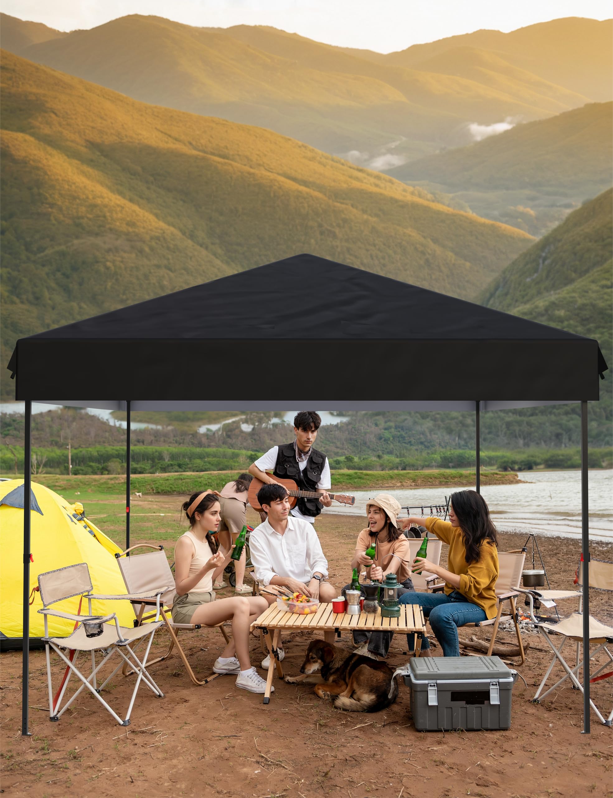 Garvee 10'x10' Pop Up Canopy Tent with 4Pcs Sidewalls, Portable Instant Commercial Canopy with 4 Stakes, 4 Ropes, 4 Sandbags for Farmers' Market, Patio, Outdoor, Camping, White