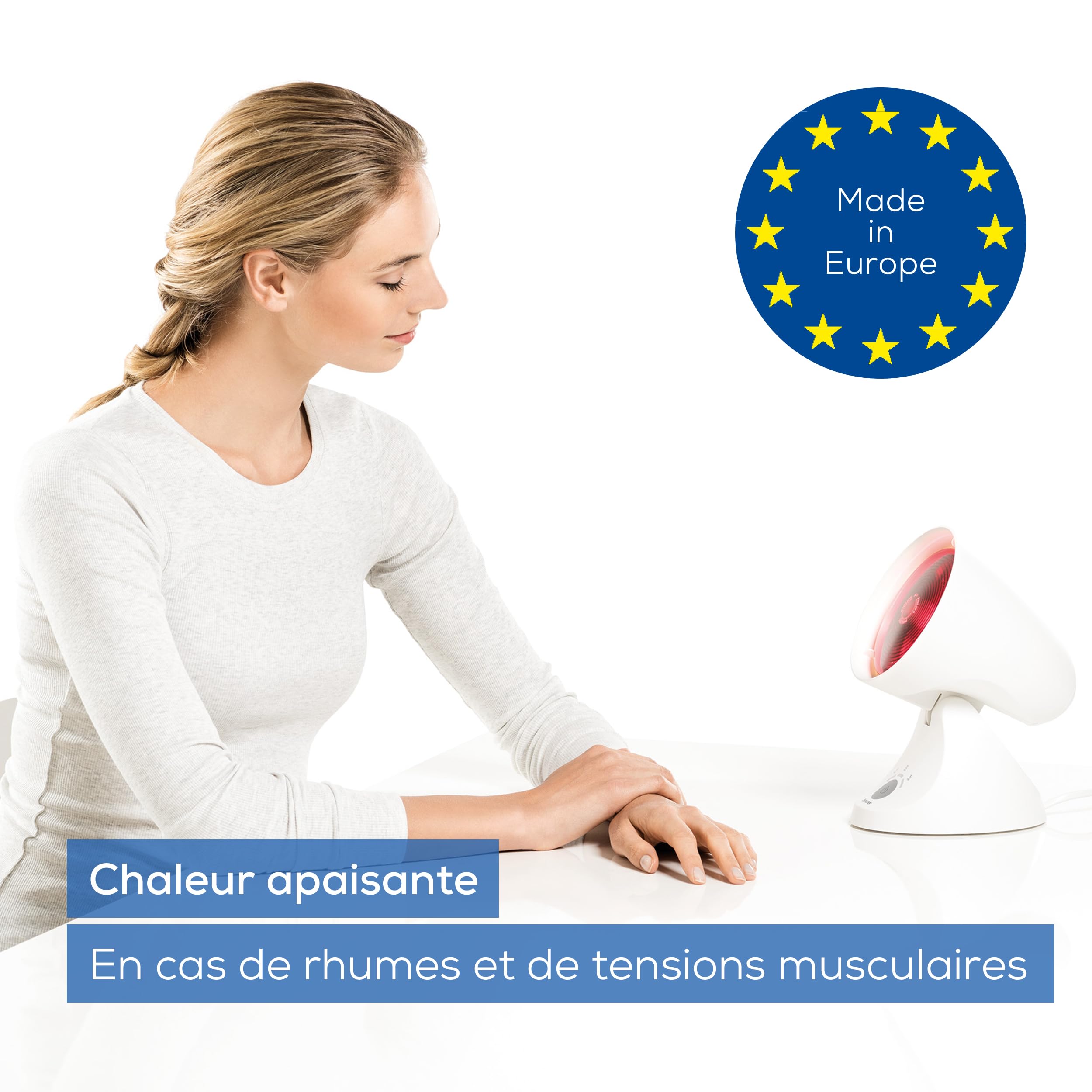 Beurer Lampe à Infrarouge IL 35 - Lumière et Chaleur pour votre Bien-Être- Lampe Chauffante Bienfaisante en Cas de Rhumes et de Tensions Musculaires - Minuteur Êlectronique à 3 Niveaux - 150 watts