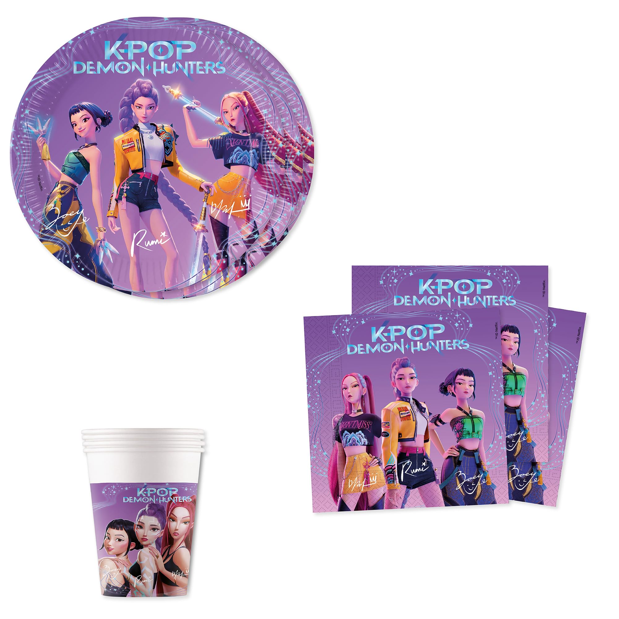 K-Pop Demon Hunters Tableware XL Party Set for 16 Guests (52pc)
