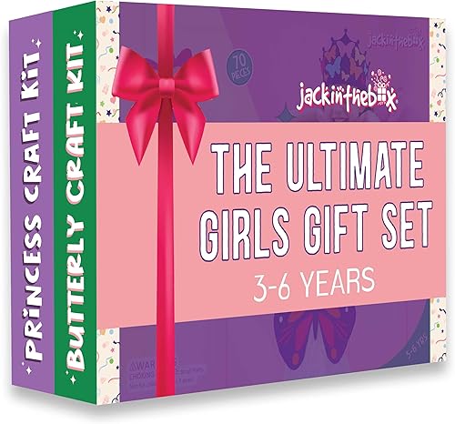 jackinthebox Juego de regalo definitivo para niñas, kit de manualidades de disfraz de mariposa + princesa, 120 piezas, regalo premium para niñas de
