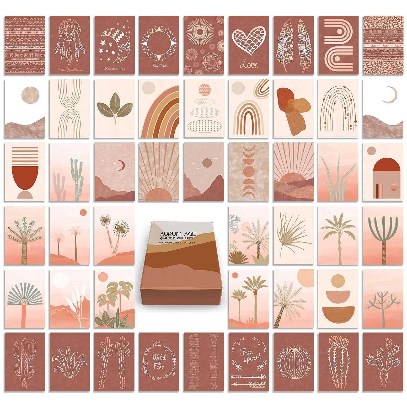 Buy Boho Wall Collage Kit Room Decor for Bedroom Aesthetic Set of 50