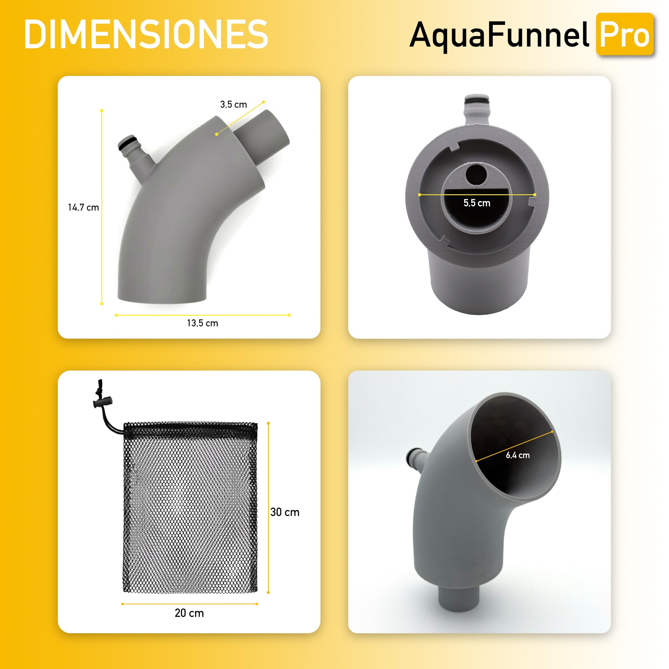 AquaFunnel Pro – Embudo para depósito de agua limpia de autocaravanas y campers, compatible con tapones estándar europeos, llenado con botellas y manguera. (78 mm - 3 pins) — view 5