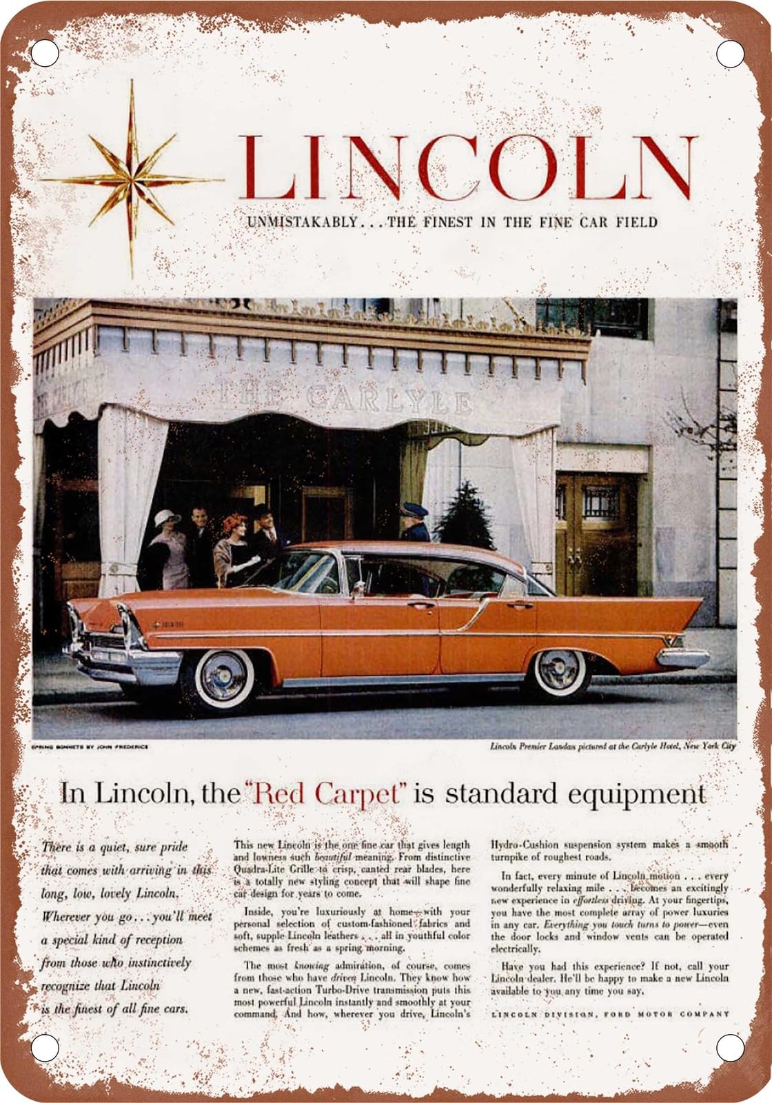Miaomansenstore Metal Sign - 1957 Lincoln Vintage Ad 03 - Old Retro Rusty Look Home Decor