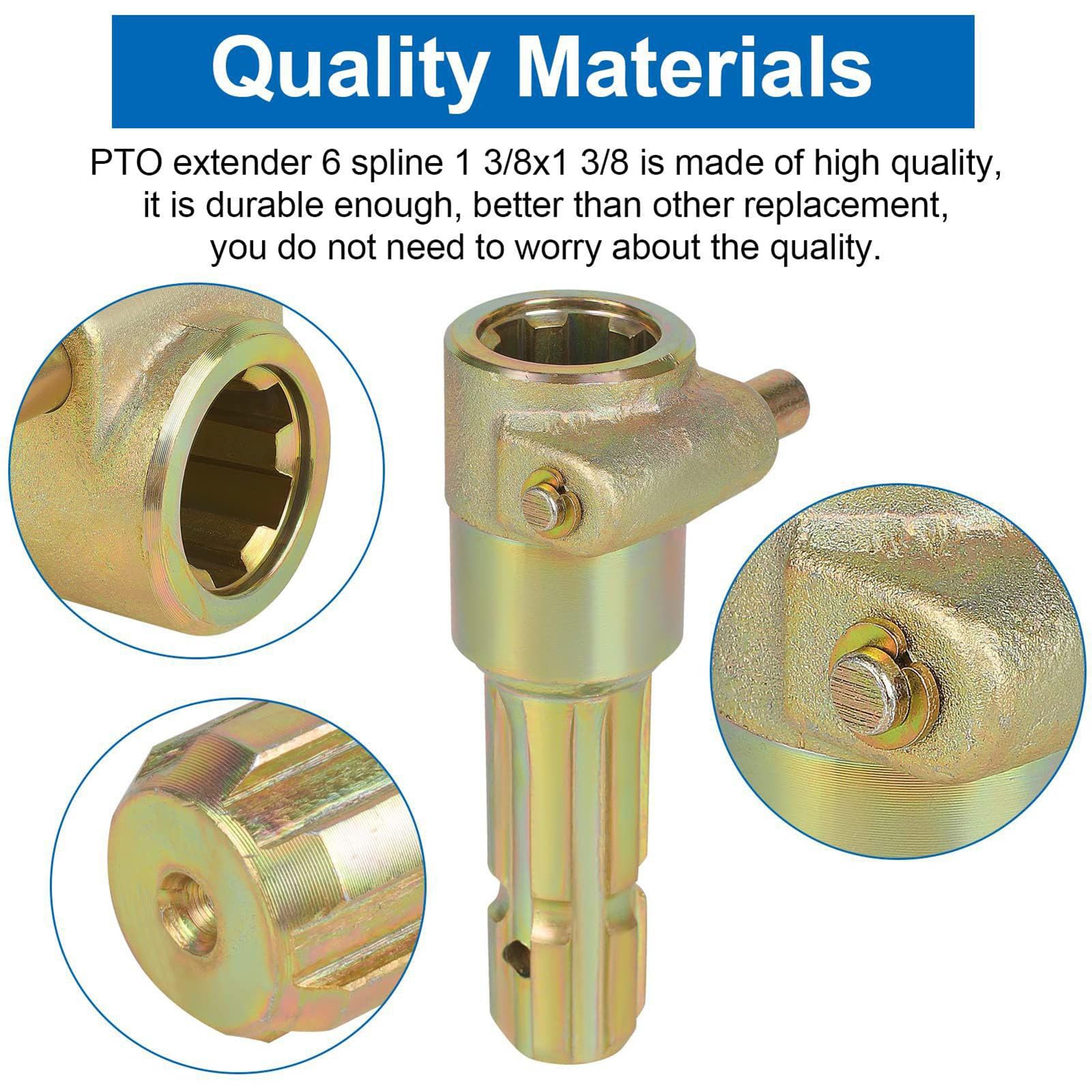 PTO Extender for Tractor, PTO Extension, 1 3/8in 6 Spline Male 1 3/8in 6 Spline, Tractor PTO Adapter Extend PTO Shaft for Up to Tractor