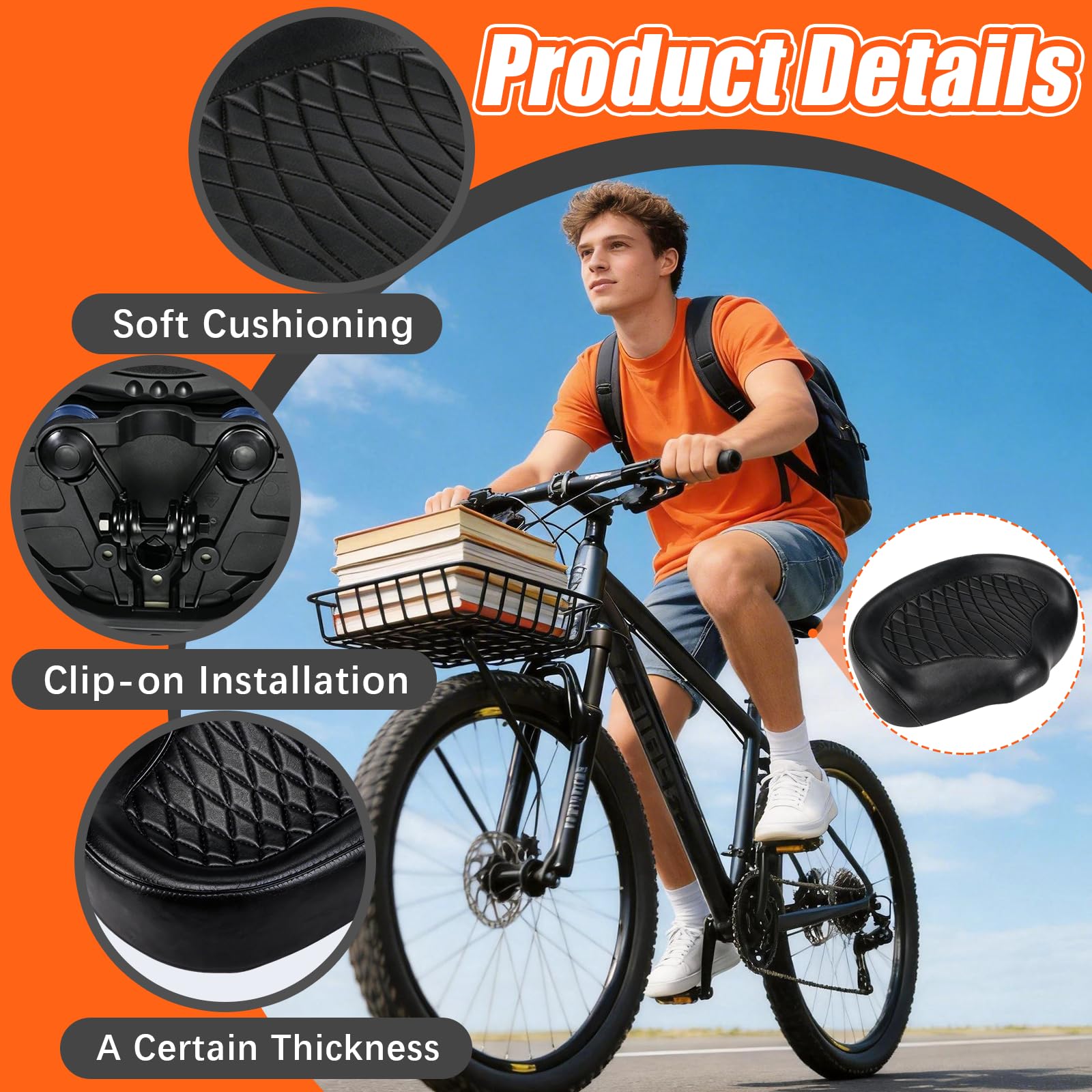 Selle de Velo, Siège de Vélo Confortable pour Hommes et Femmes Selle Ergonomique Sièges Imperméable et Amortissante pour Velos de Ville VTT Vélos D'appartement et Vélos Électriques