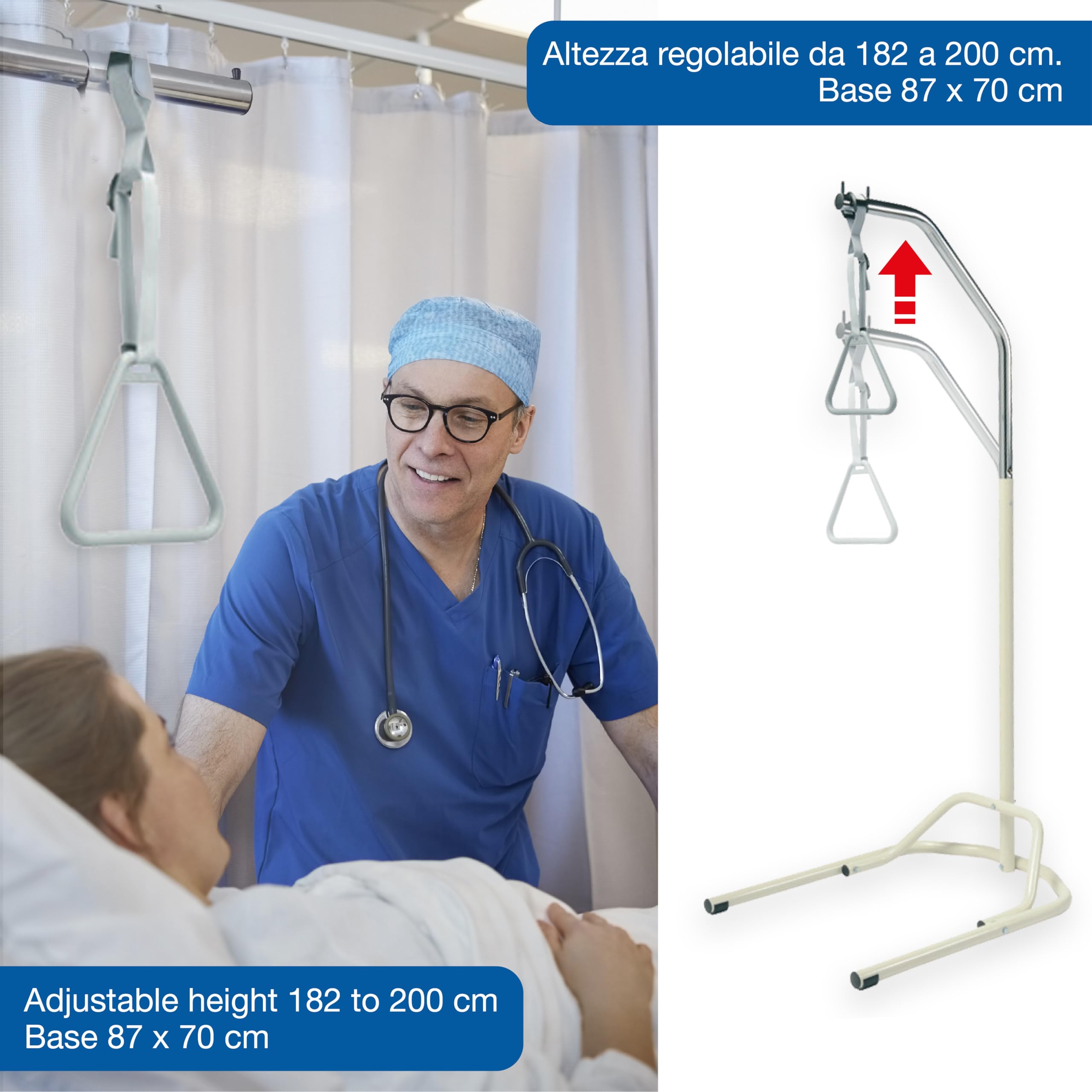 GIMA Vaimas - Sistema incorporador de trapecio, estructura tubular de acero con articulación ajustable y 3 regulaciones de altura, 27645