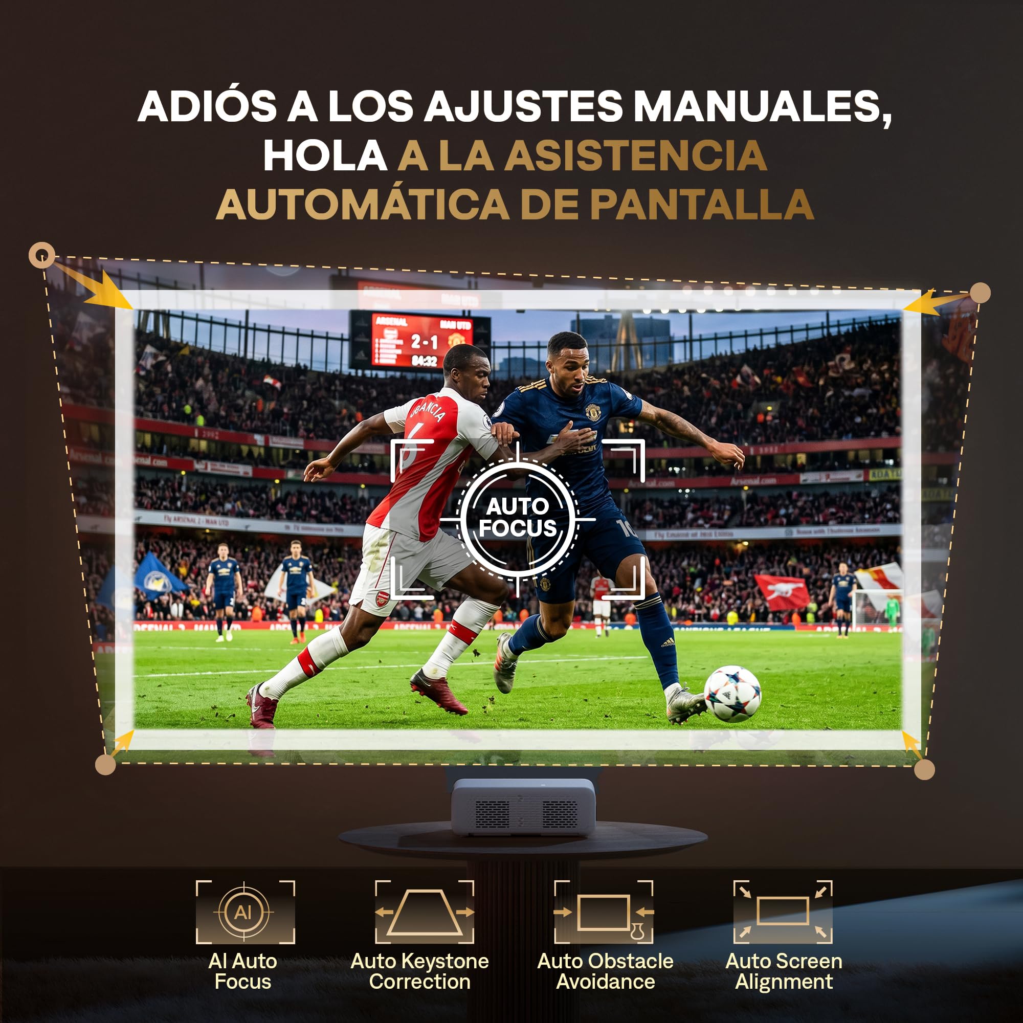 Proyector 4K Soporte【Oficial NetfIix/Auto Focus/Keystone/DoIby Audio】 AURZEN Eazze D1 Proyector Full HD 1080P Nativo, con Bluetooth y Wi-Fi, con una Aplicación Incorporada Youtube/Prime Video