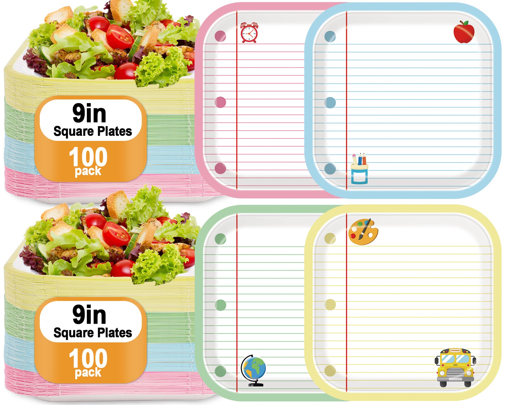 Platos desechables cuadernos cuadrados OBUSATT para mesa de jard&iacute;n de infantes