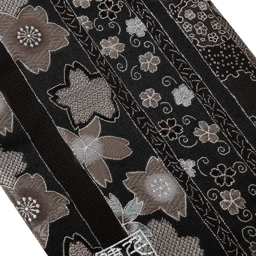 Brocade drawstring bag, lined with Nishijin brocade, 4, size M. (Kuroginshimasakurazakura)4