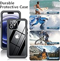 Vista 5 de Temdan Funda impermeable para iPhone 12, impermeable, antideslizante, a prueba de golpes, para iPhone 12, color negro