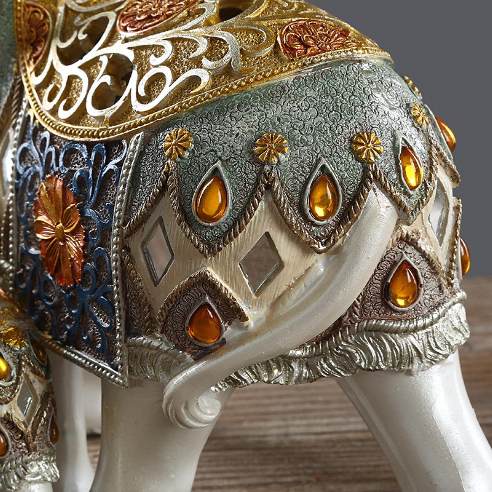 SARGE Estatua del Elefante de la Suerte Figura de Elefante en Miniatura en Resina Adorno de Elefante Feng Shui Dorado Decoración del hogar