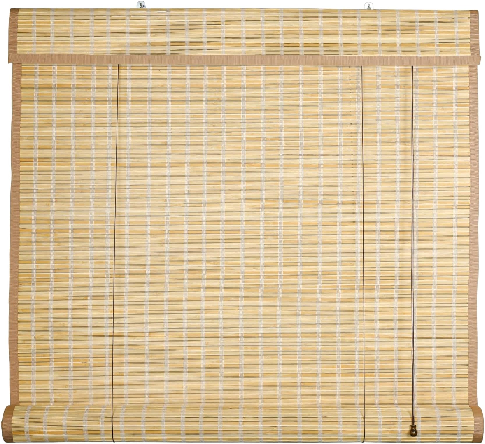 Flora Premium Roll Up Bamboo Curtains/Blinds for Windows| Shade for Sunlight, Rain & Dust Protection| Bamboo Screen for Balcony, Hotel, Resort, Restaurant| Indoor Use | (Beige, 5 Width/7 Height feet)