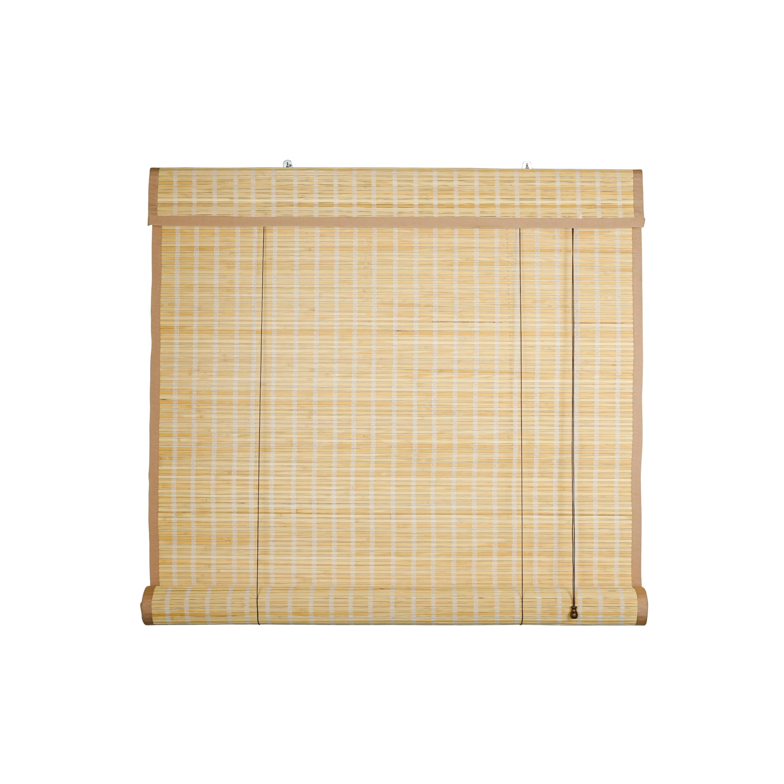 Flora Premium Roll Up Bamboo Curtains/Blinds for Windows| Shade for Sunlight, Rain & Dust Protection| Bamboo Screen for Balcony, Hotel, Resort, Restaurant| Indoor Use | (Beige, 4 Width/5 Height feet)