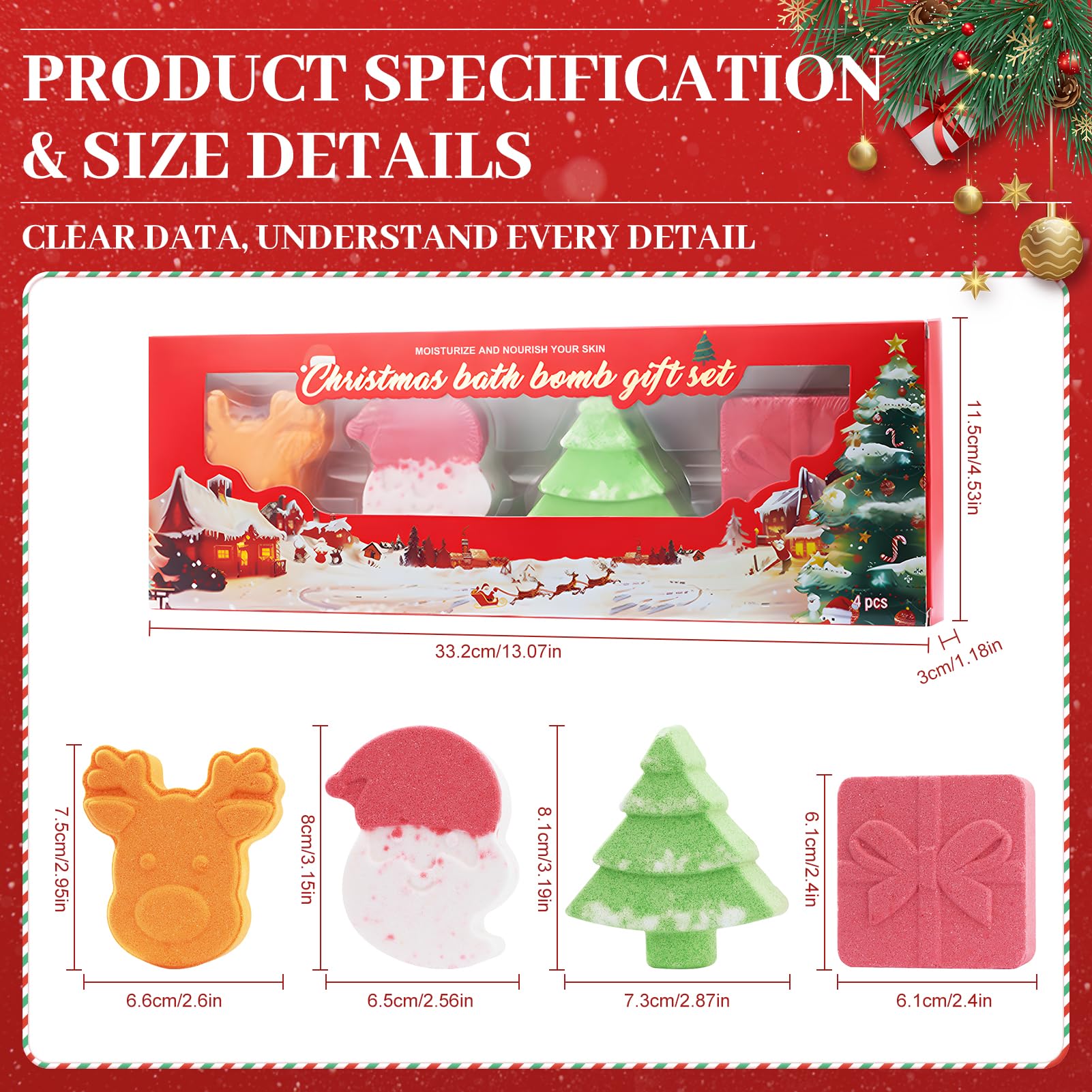 Bombe de Bain Noel, Coffret Bombe de Bain Femme, Cadeaux de Noël pour Enfants et Femmes - Boules de sels de bain, 105 x 4 parfums